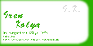 iren kolya business card