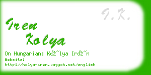 iren kolya business card
